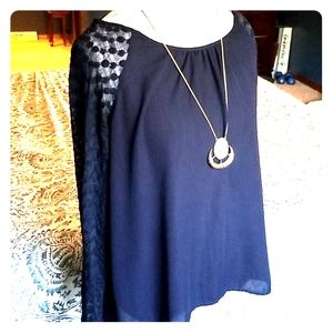 Shear Navy Blue Top- L
